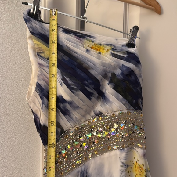 CAMILLE LA VIE Gown Prom One Shoulder Purple Yellow Beaded Floral Dress 2P - Picture 8 of 11